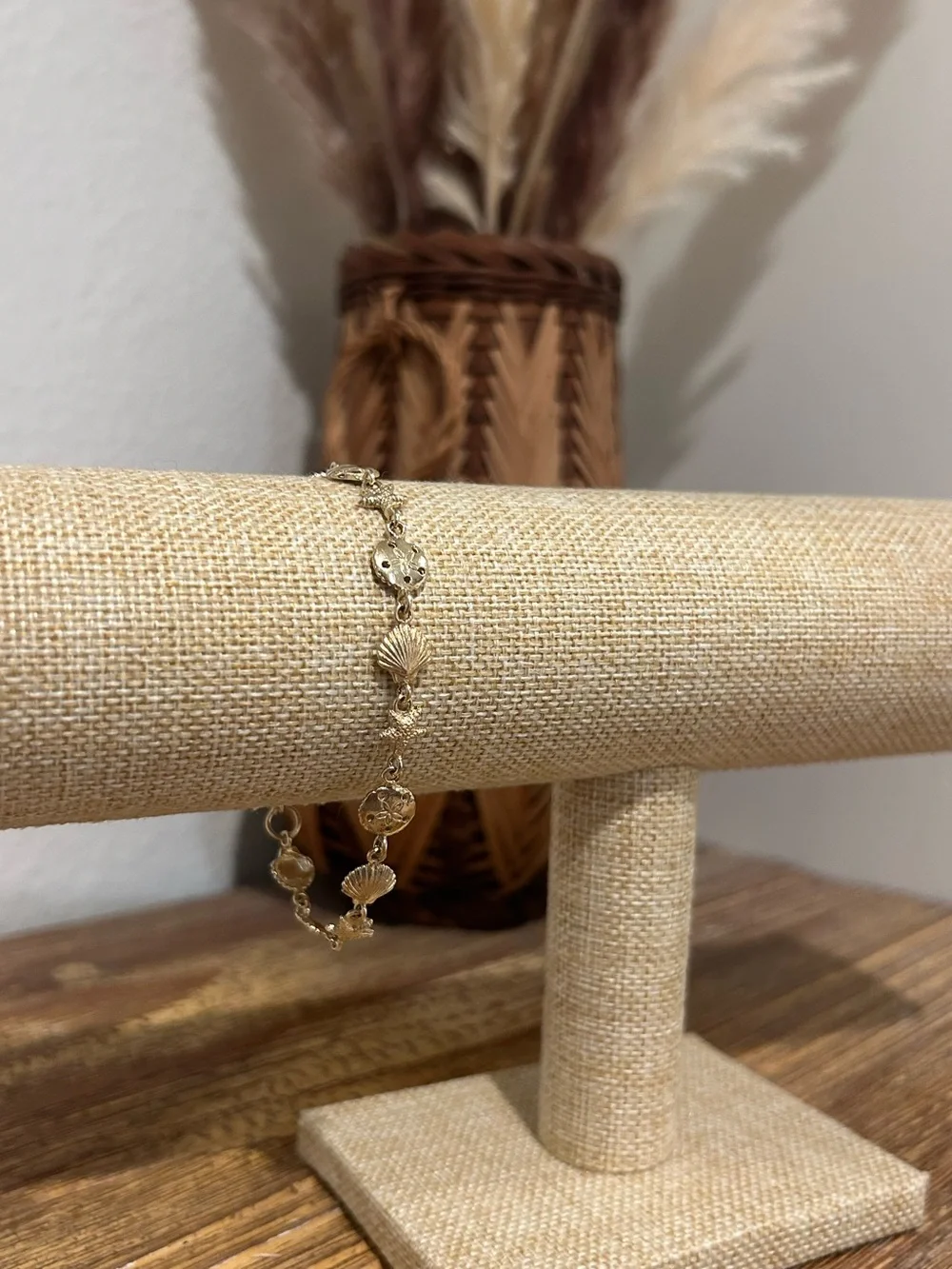 925 Sterling Silver Gold Plated Ocean Shell Sanddollar Starfish Novelty Bracelet